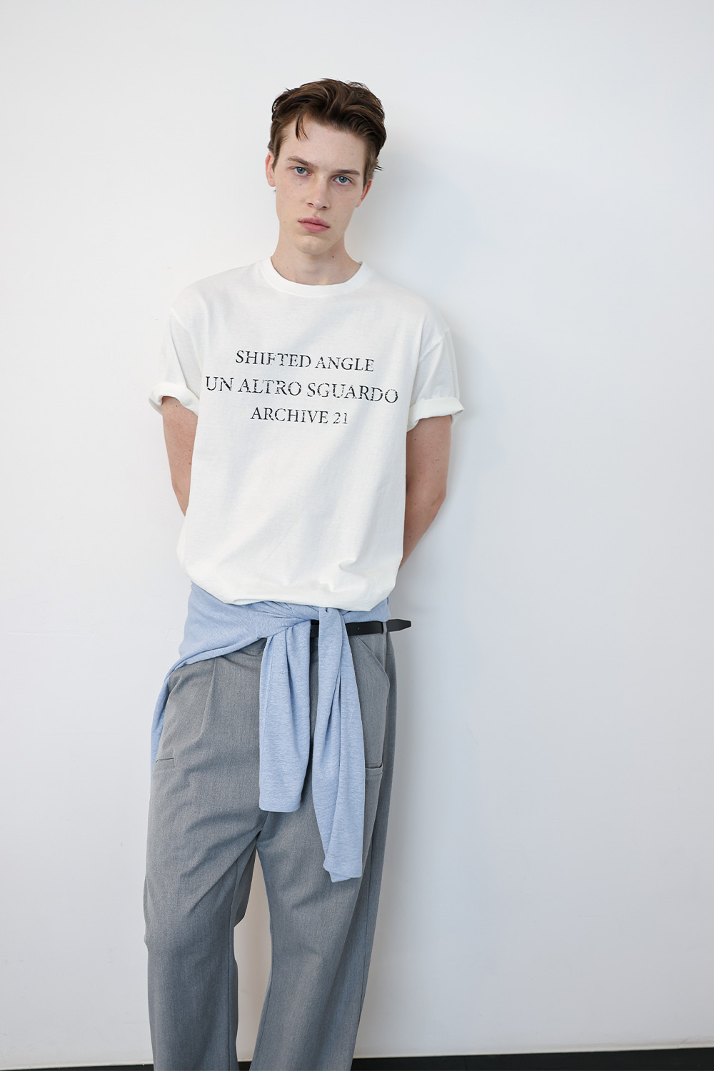 [ANYTIME LOREAK] SEDUM WASHED HALF T-SHIRT - WHITE