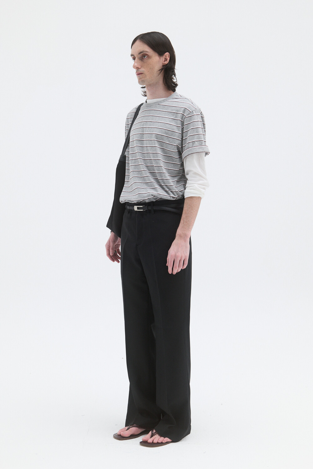 [WINDER] STRIPED COTTON TOP - BROWN / MELANGE