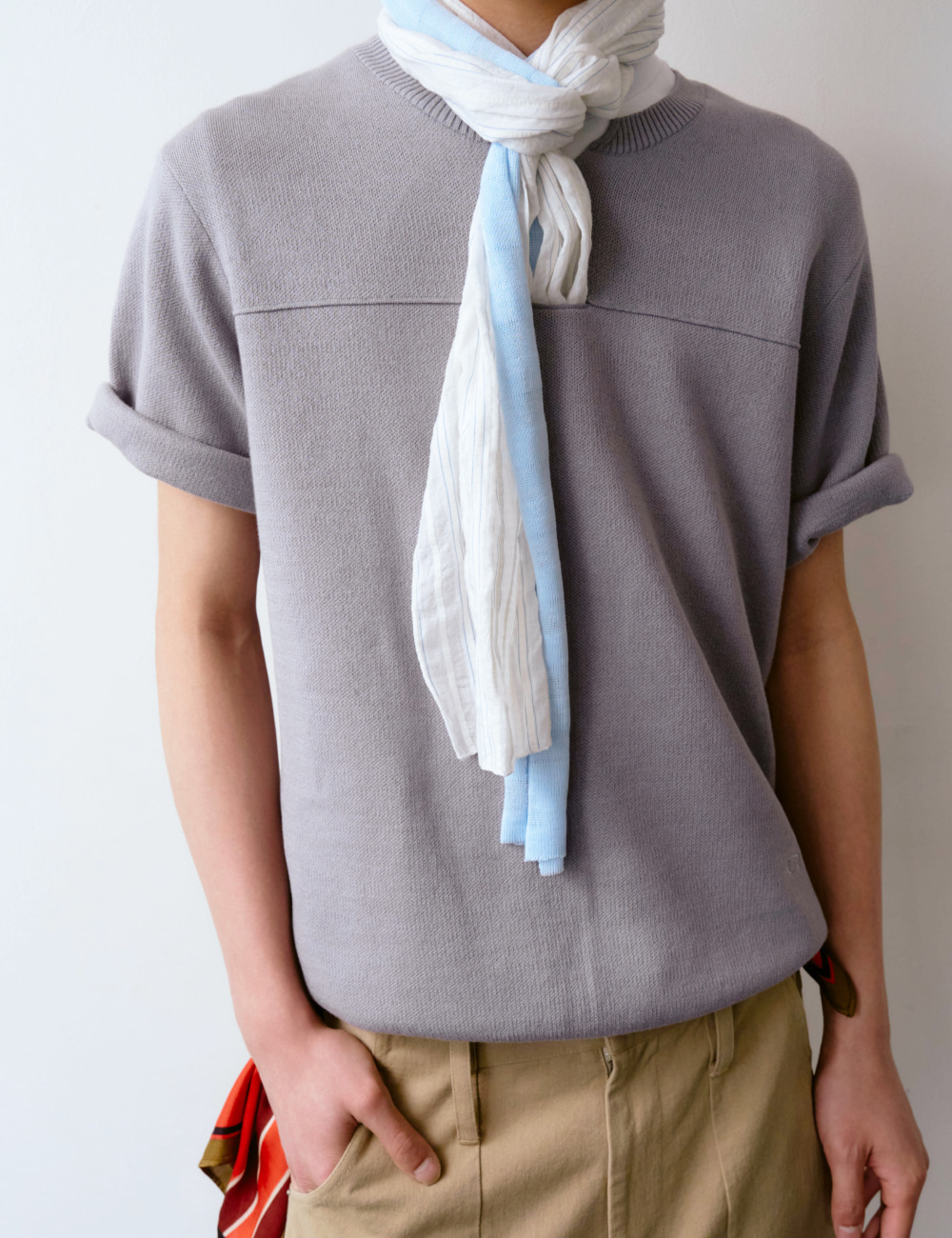 [GEN:RE] Your Way Slit Half Knit Gray