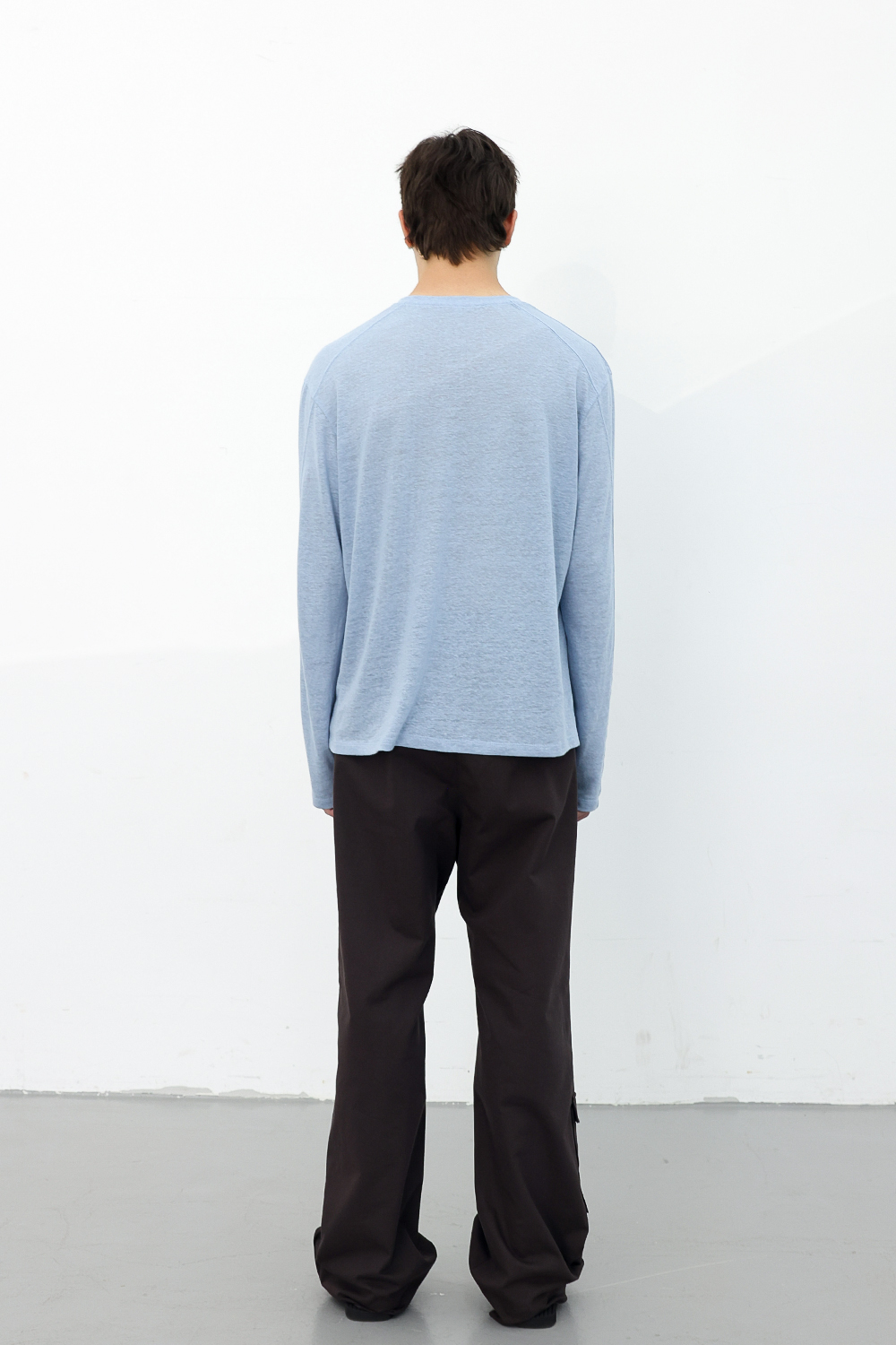 [ANYTIME LOREAK] CAMELLIA LAYERED TEE - SKY BLUE/CHARCOAL
