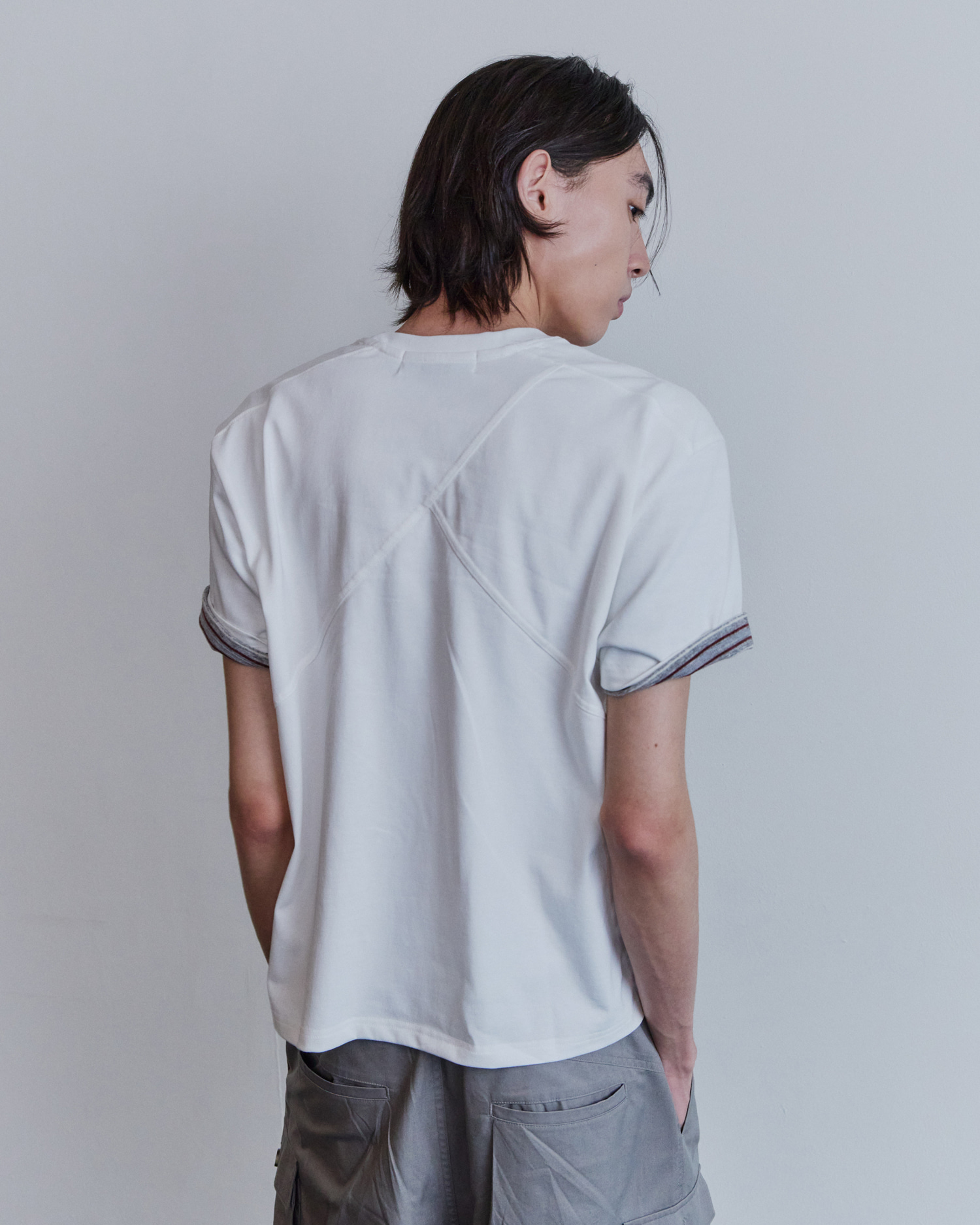 [WAVINESS] Stripe Layered T-shirts - White