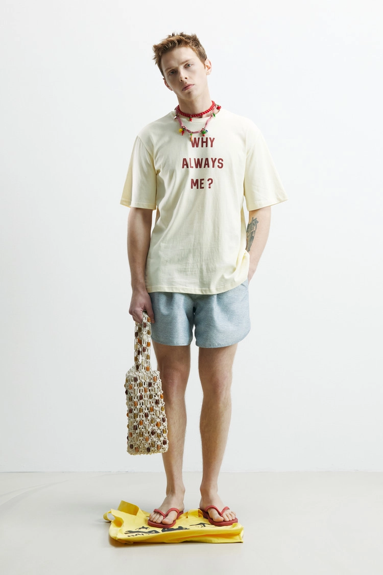 [MOOMYUNG] JERSEY-PRINT SATIN SHORTS (GREY)