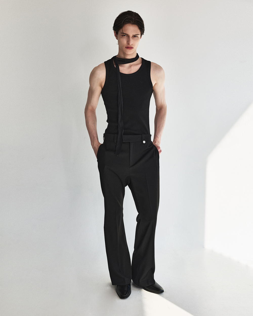 [kineto] Lustre Relaxed Wool Flare Pants_Black