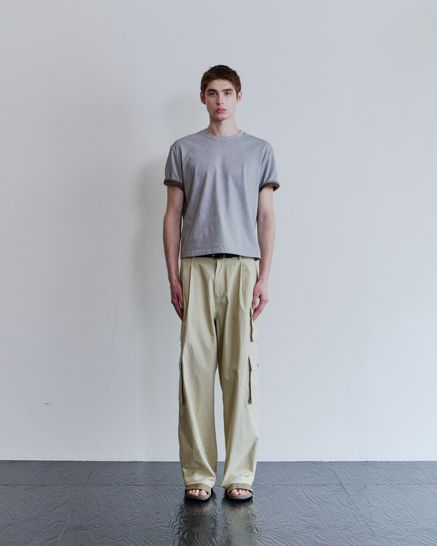 [WAVINESS] Stripe Layered T-shirts - Melange Grey