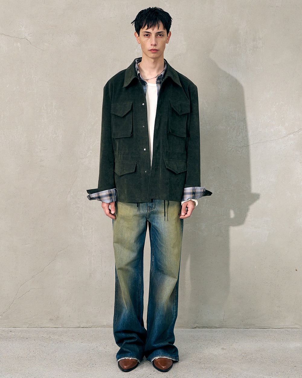 [HALEINE] VINTAGE COTTON FIELD JACKET OLIVE (XJ320)