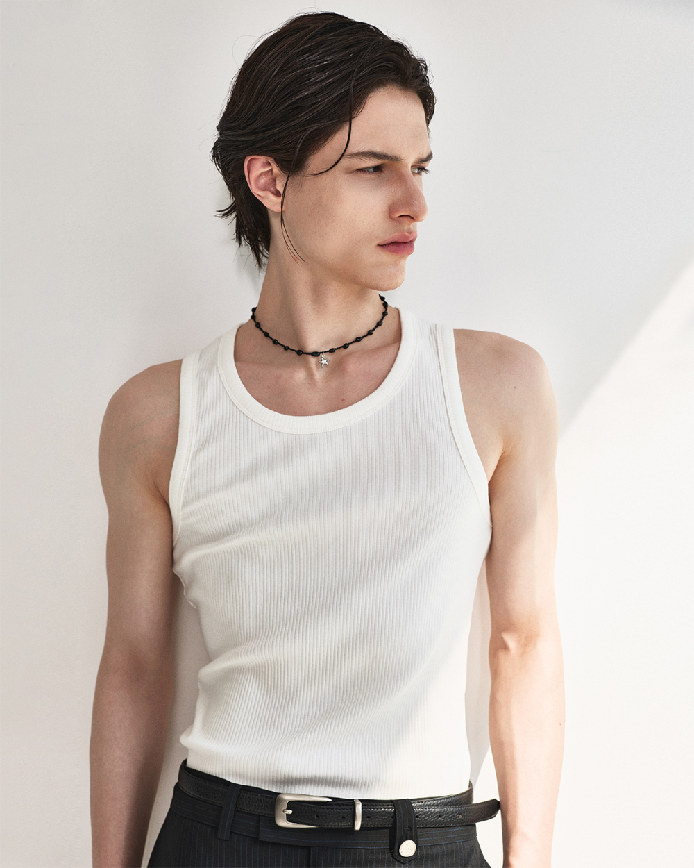 [kineto] Sleek Ribbed Sleeveless Top_White