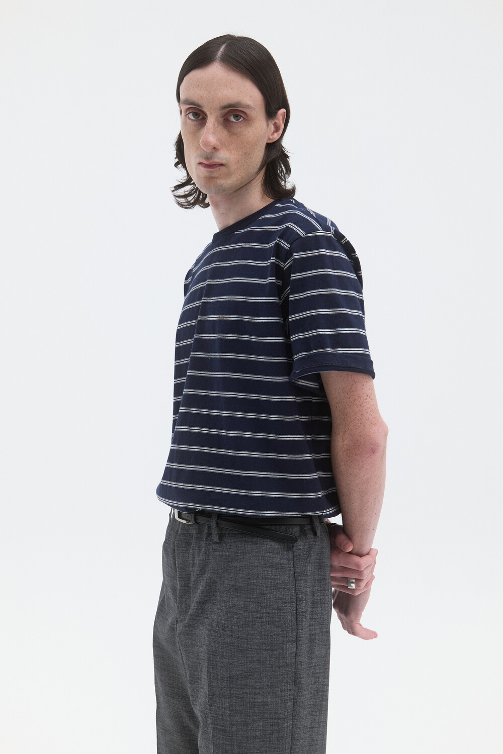 [WINDER] STRIPED COTTON TOP - NAVY