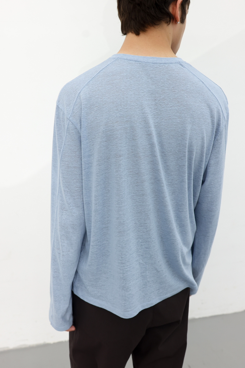 [ANYTIME LOREAK] CAMELLIA LAYERED TEE - SKY BLUE/CHARCOAL