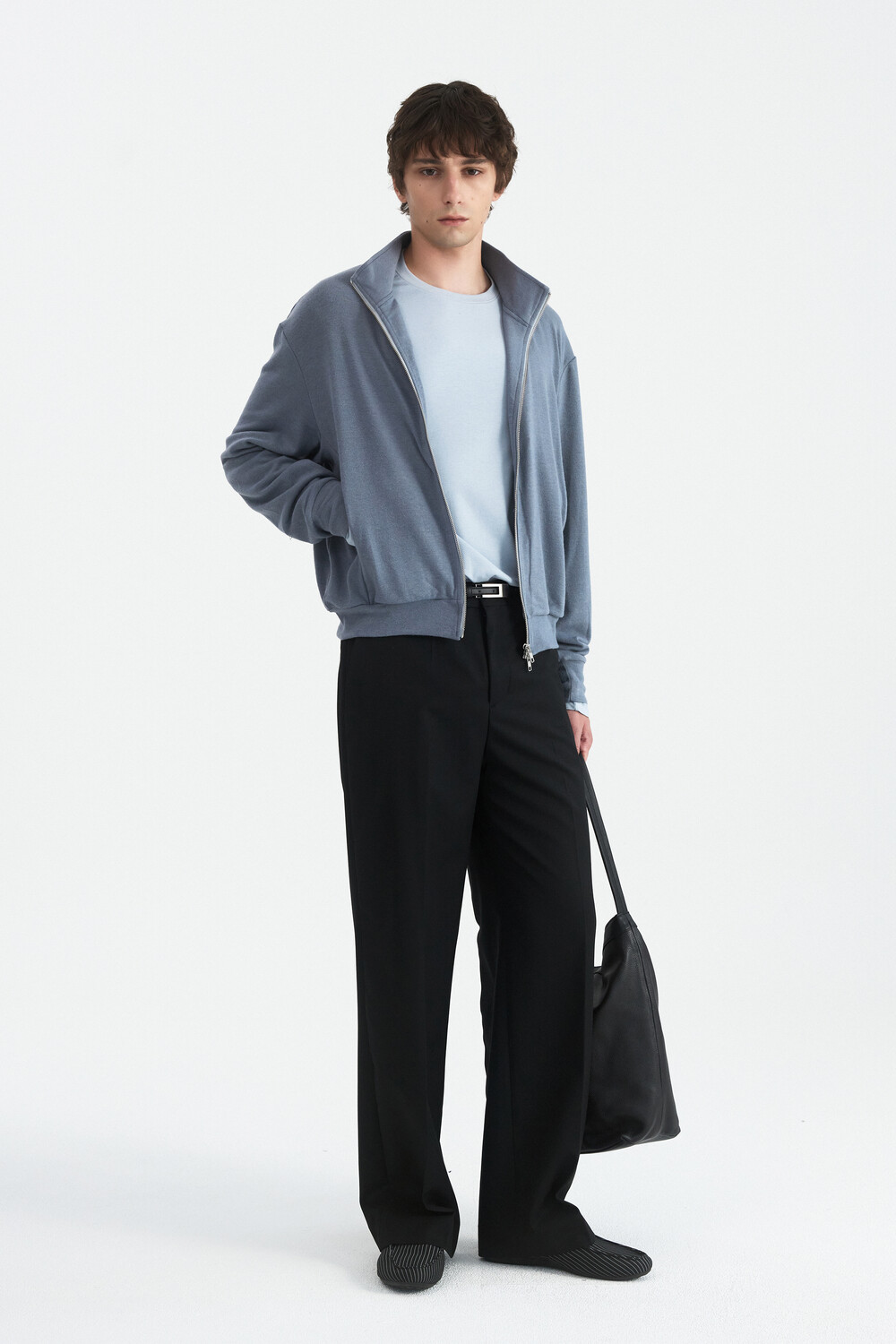 [WINDER] WOOL JERSEY TRACK JACKET - DUSTY BLUE