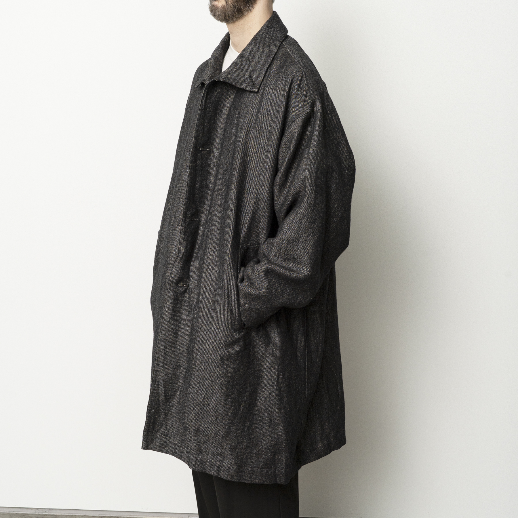[STILL BY HAND] CO01263OS- Linen mixed wool coat BLACK 사이즈없음