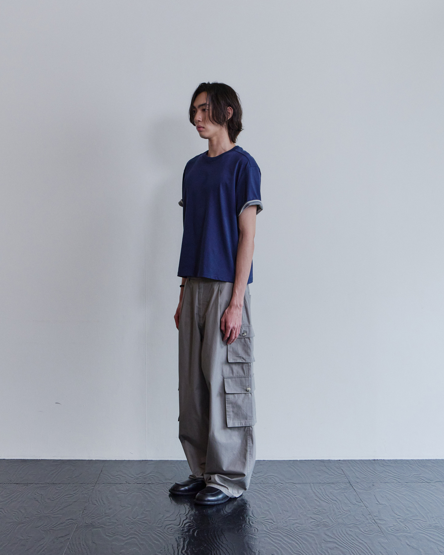 [WAVINESS] Stripe Layered T-shirts - Navy