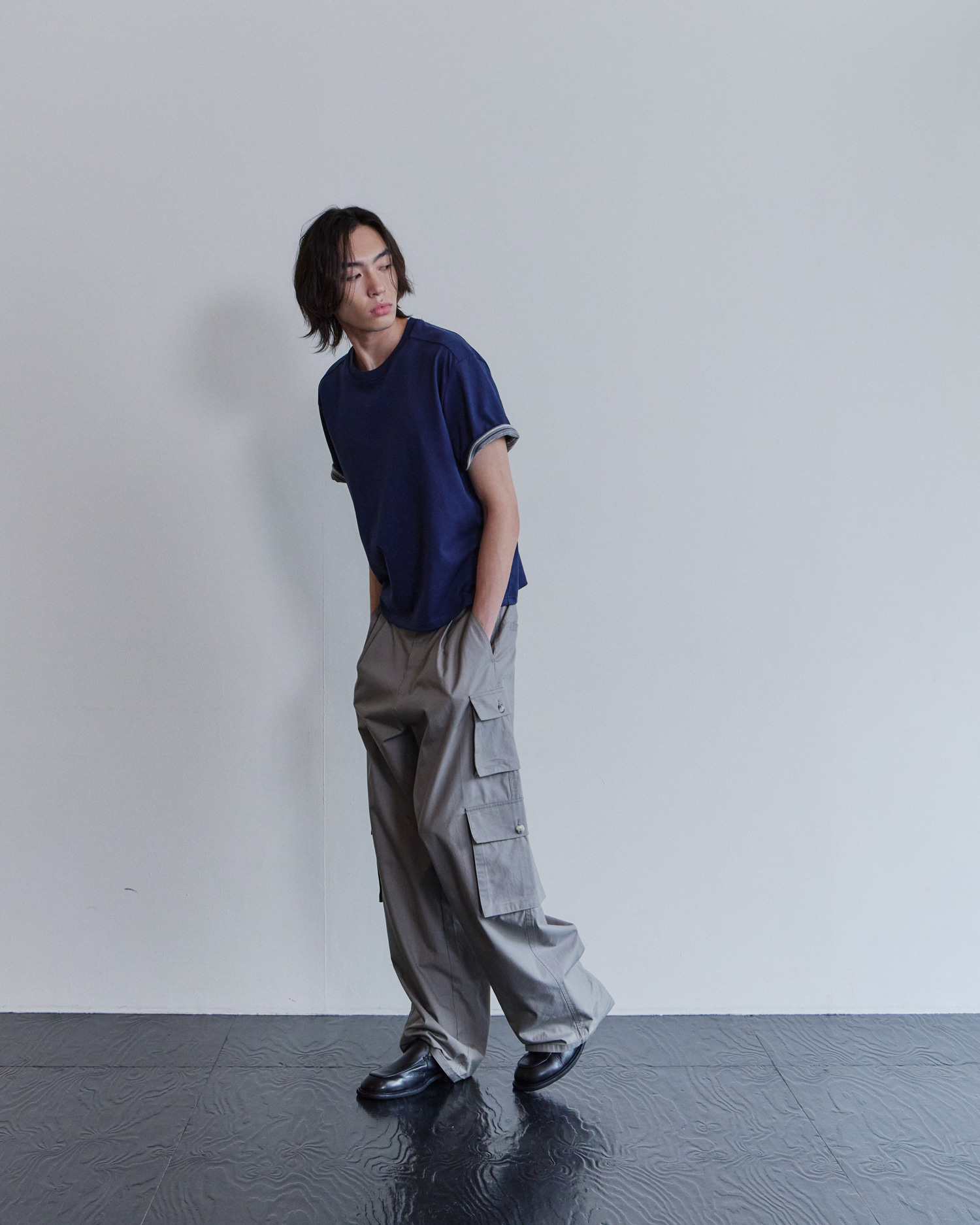 [WAVINESS] Stripe Layered T-shirts - Navy