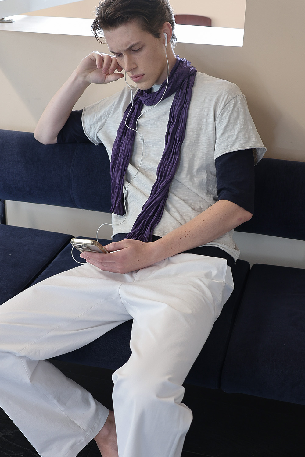 [ANYTIME LOREAK] AGAVE WRINKLE SCARF - PURPLE