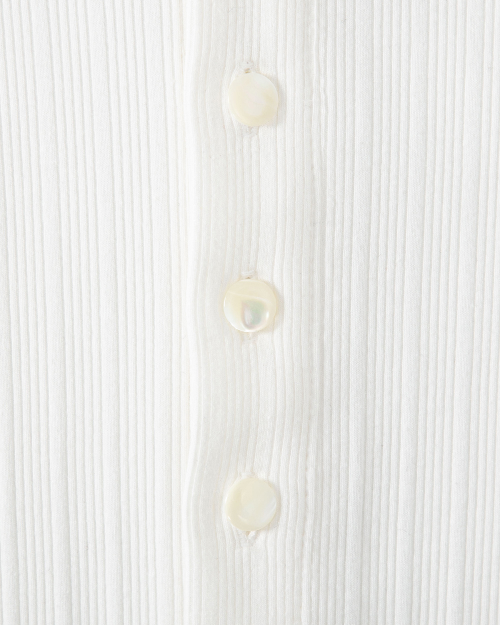 [kineto] Fine Cotton Ribbed Henley Top_White