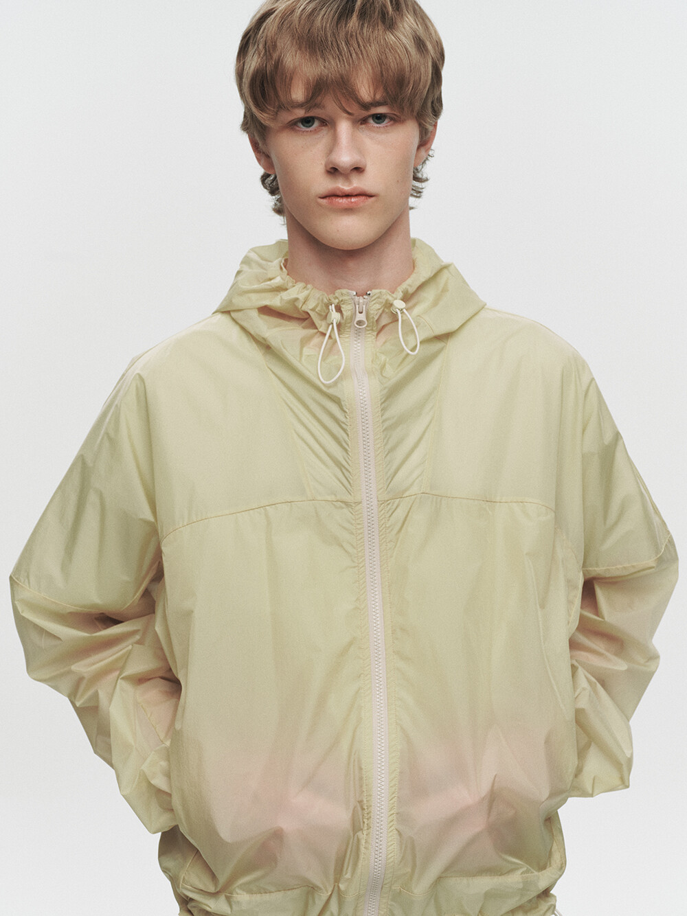[HEUTE] KADE SHEER HOODED JACKET (YELLOW)