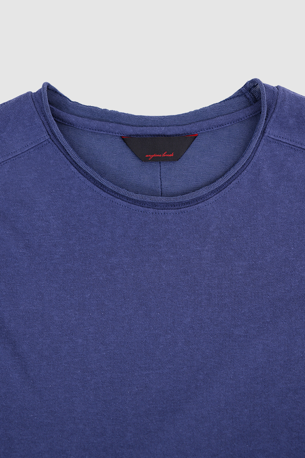 [ANYTIME LOREAK] YUCCA RAW-EDGE HALF KNIT -BLUE