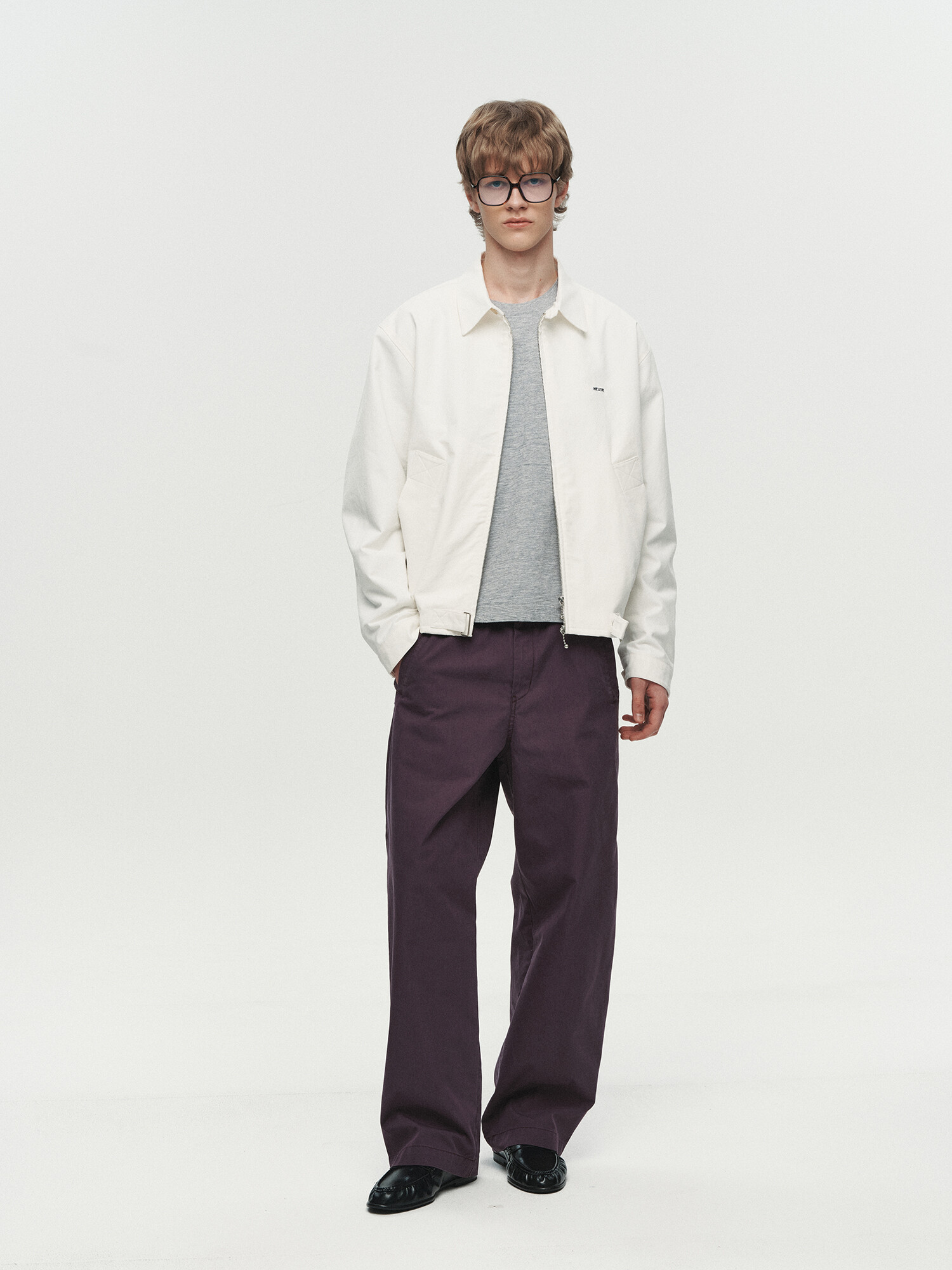 [HEUTE] CURVE LINE WIDE PANTS (PURPLE)