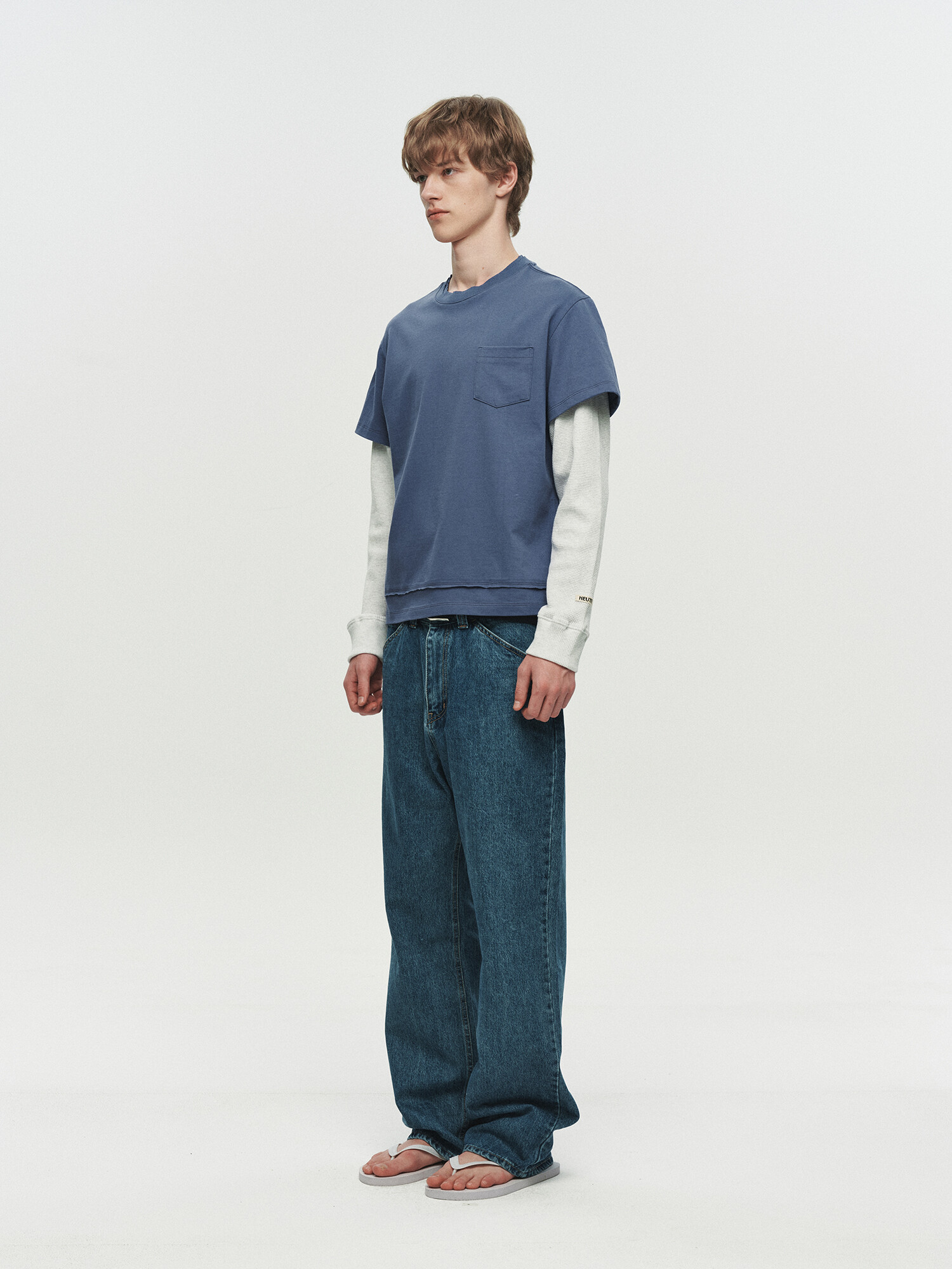 [HEUTE] CORE LAYER WAFFLE TEE (BLUE)