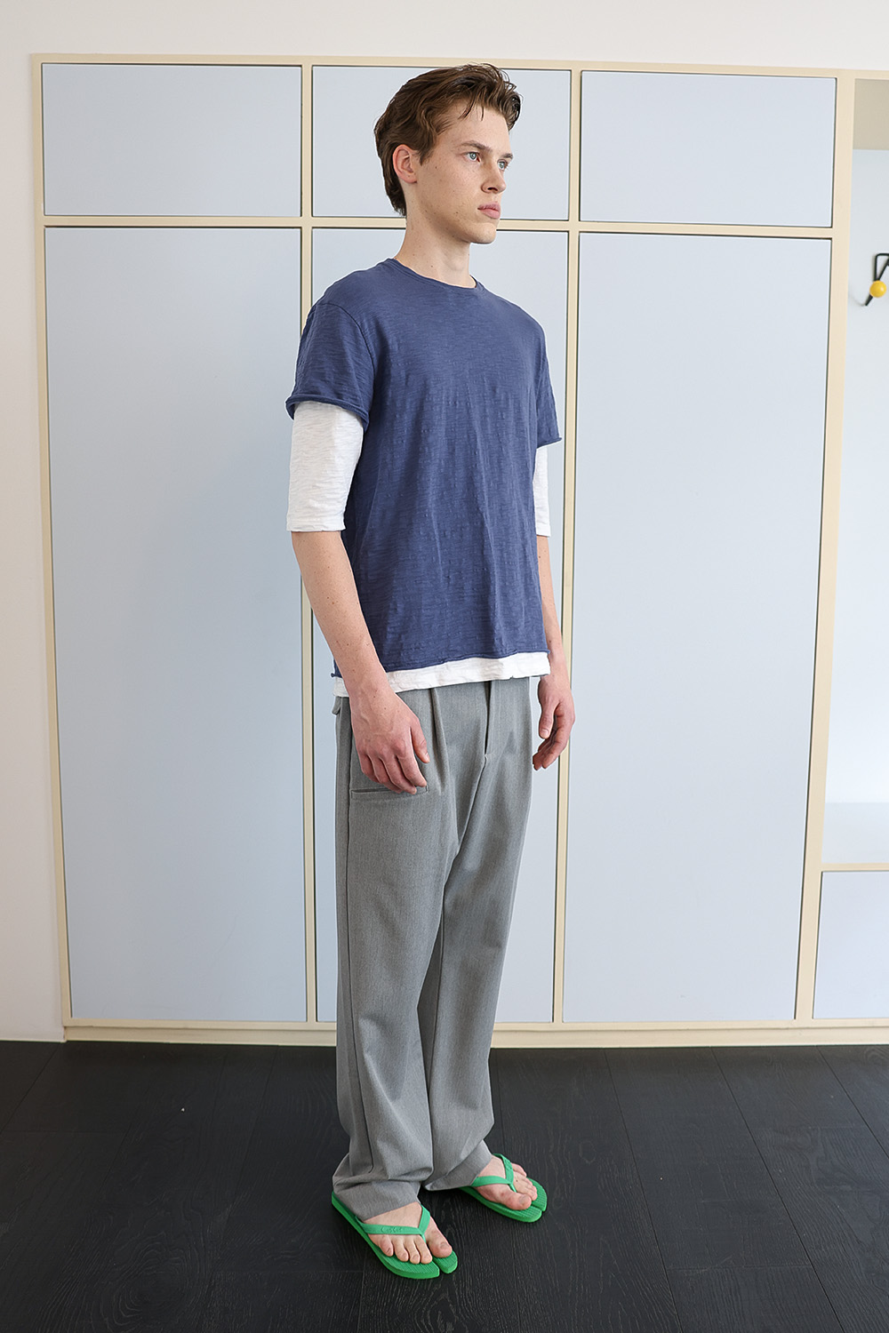 [ANYTIME LOREAK] FADE SLUB HALF T-SHIRT - VINTAGE BLUE