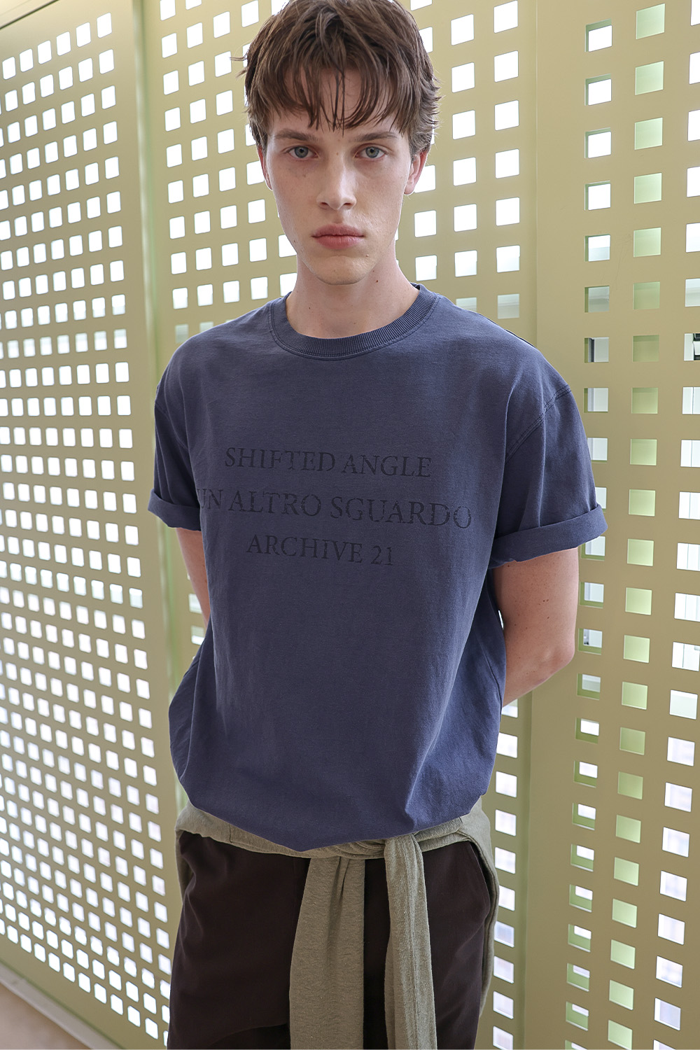 [ANYTIME LOREAK] SEDUM WASHED HALF T-SHIRT - VINTAGE BLUE