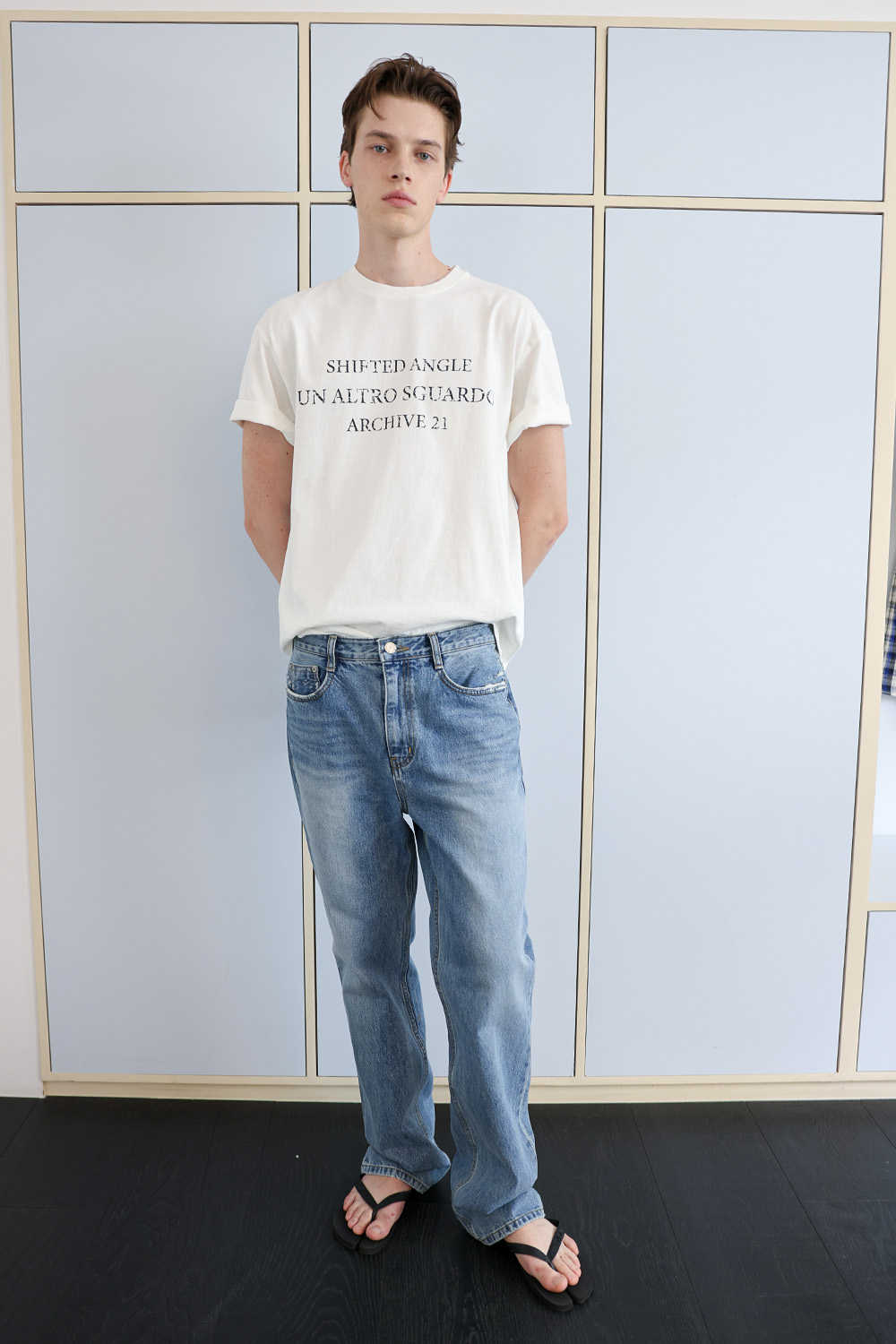 [ANYTIME LOREAK] SEDUM WASHED HALF T-SHIRT - WHITE