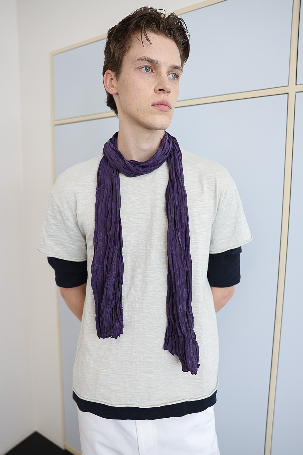 [ANYTIME LOREAK] AGAVE WRINKLE SCARF - PURPLE