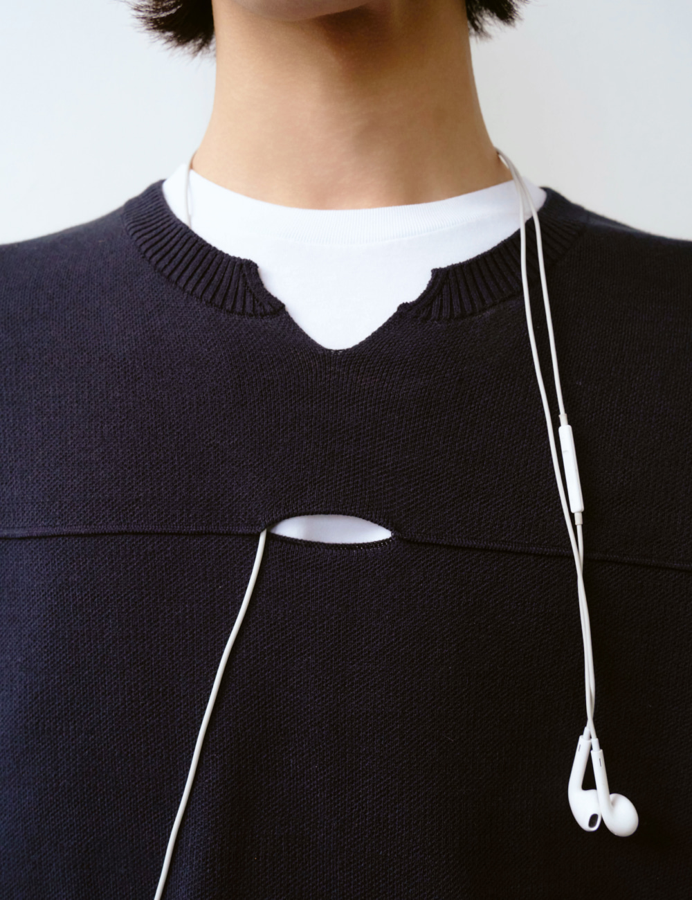 [GEN:RE] Your Way Slit Half Knit Navy