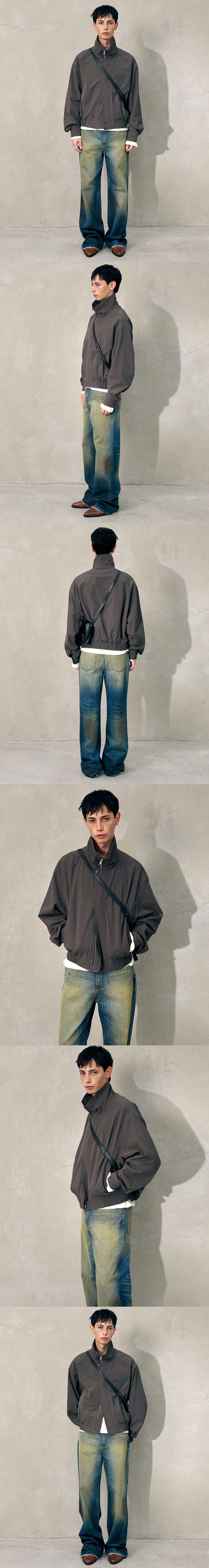 [HALEINE] OVERSIZED 3D HIGH NECK JACKET GREY (XJ301)