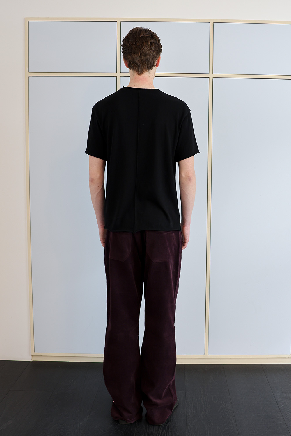 [ANYTIME LOREAK] YUCCA RAW-EDGE HALF KNIT - BLACK