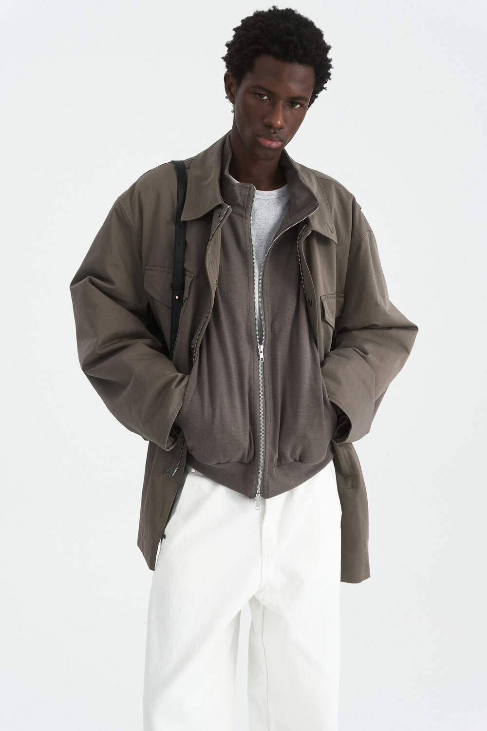 [WINDER] WOOL JERSEY TRACK JACKET - TAUPE
