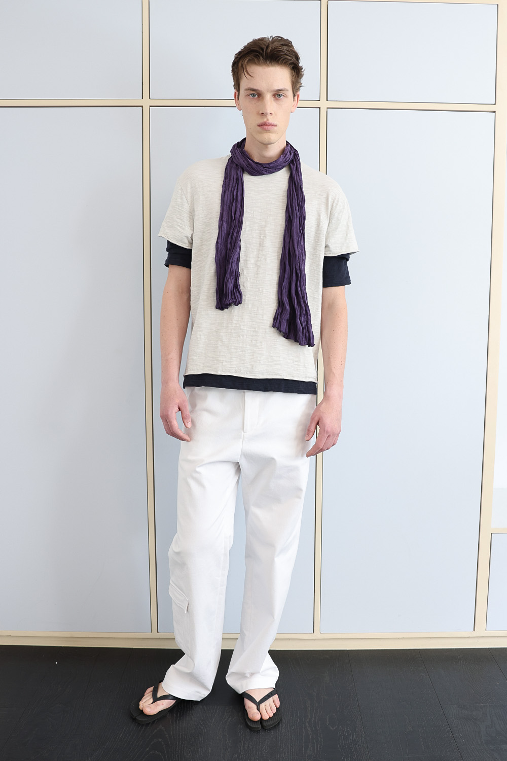 [ANYTIME LOREAK] FADE SLUB HALF T-SHIRT - OATMEAL