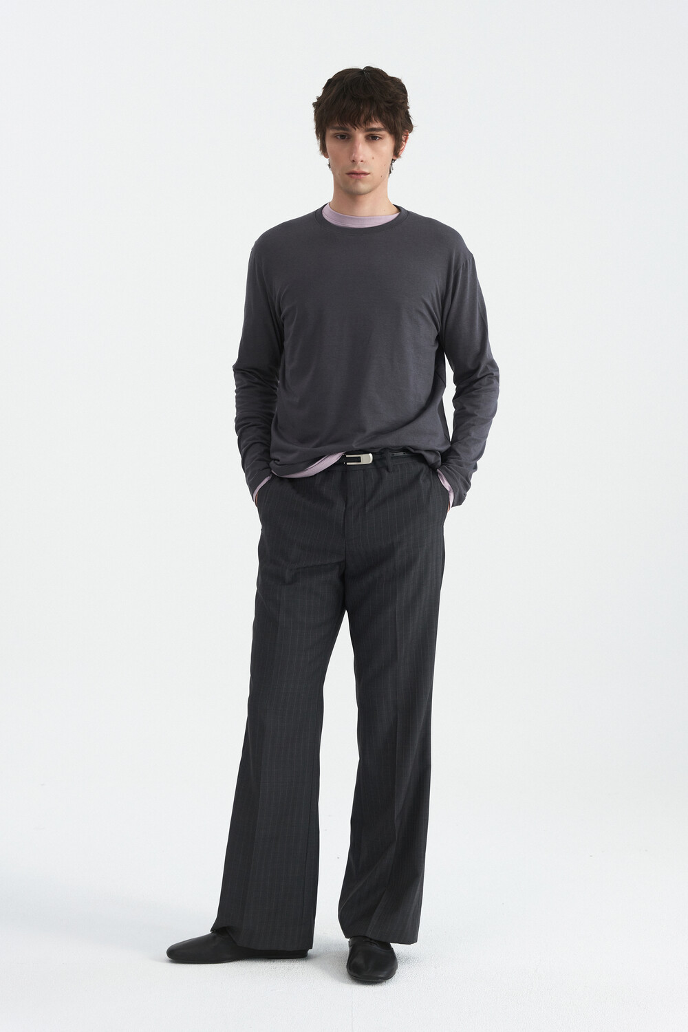 [WINDER] MODAL BLEND JERSEY TOP - DARK GREY