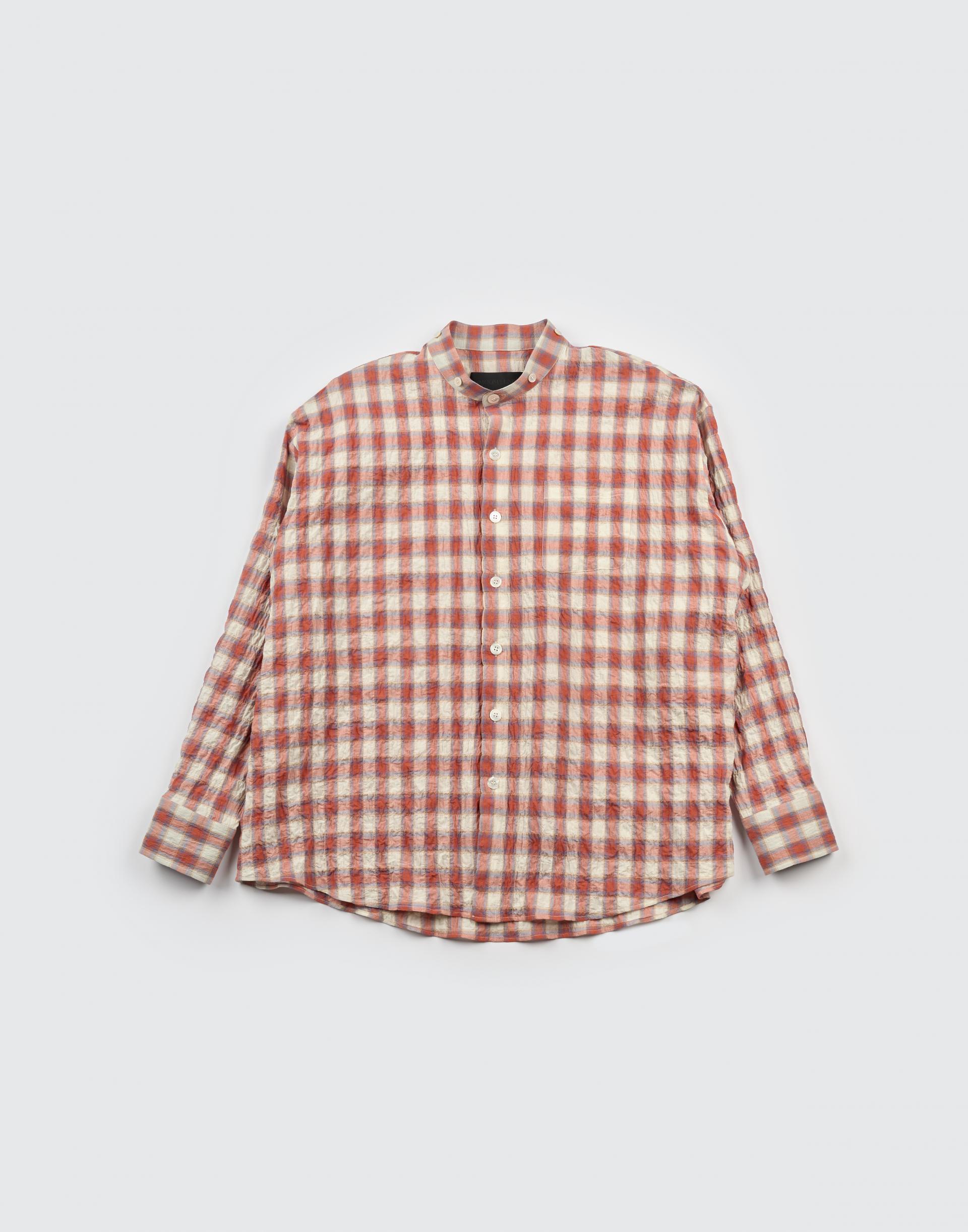 [MOOMYUNG] DETACHABLE COLLAR SHIRTS (ORANGE CHECK)
