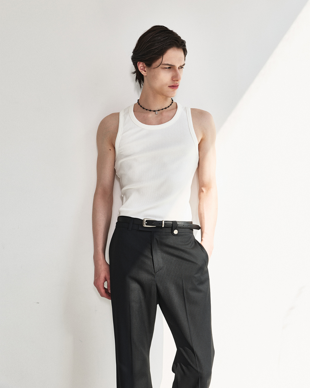 [kineto] Sleek Ribbed Sleeveless Top_White