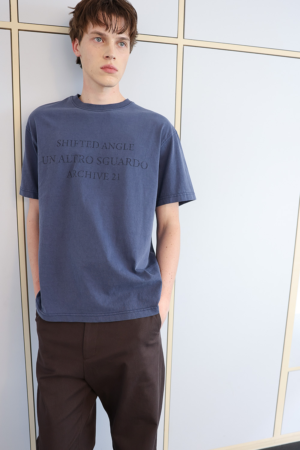 [ANYTIME LOREAK] SEDUM WASHED HALF T-SHIRT - VINTAGE BLUE
