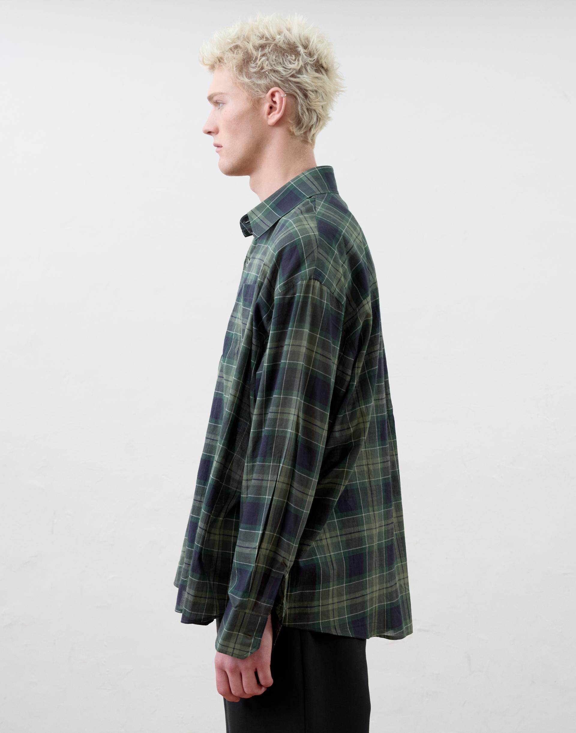 [MOOMYUNG x MONSIEUR] DETACHABLE COLLAR SHIRTS (GREEN CHECK)