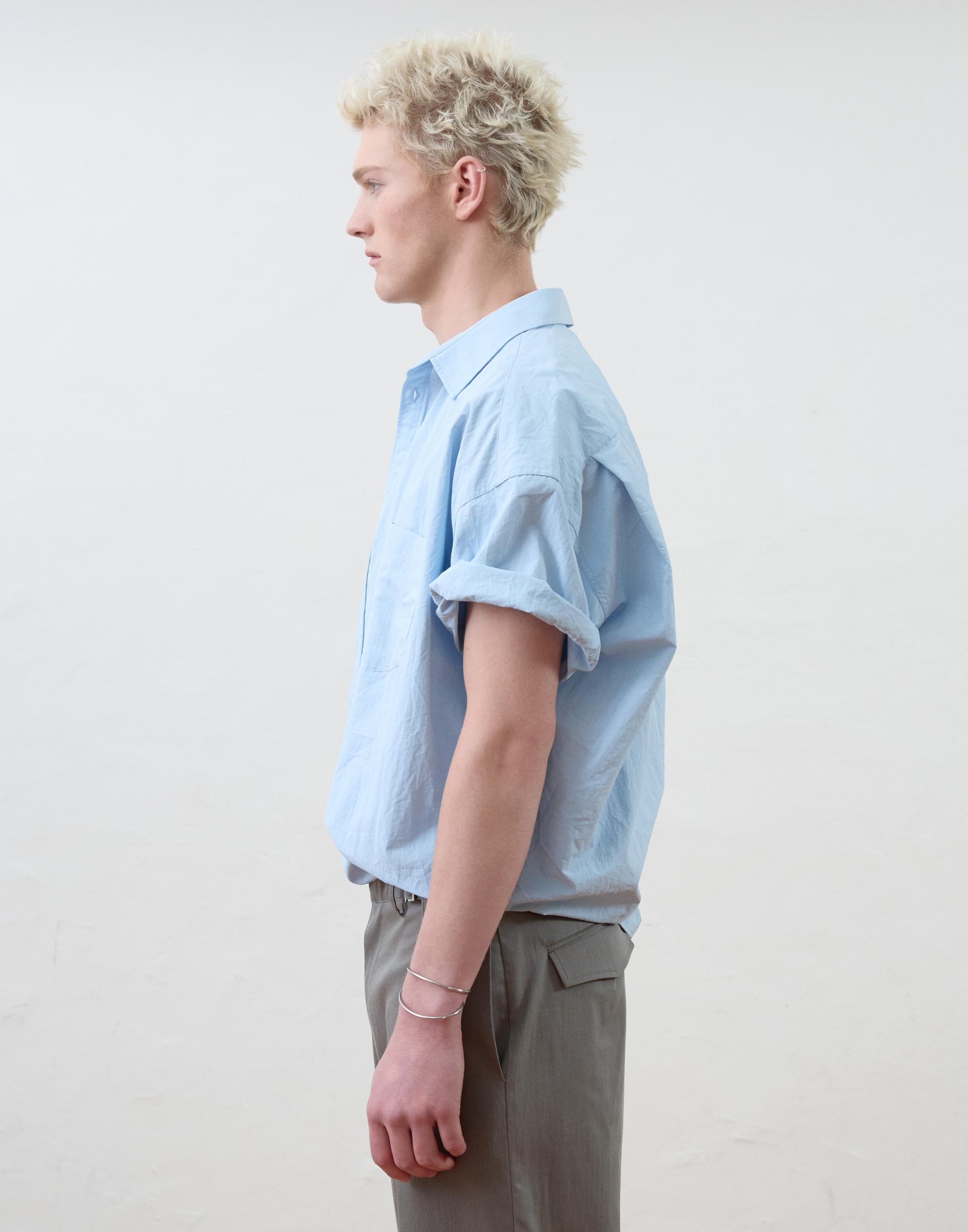 [MOOMYUNG] WRAP SHORTSLEEVE SHIRT (CREASE SKY)