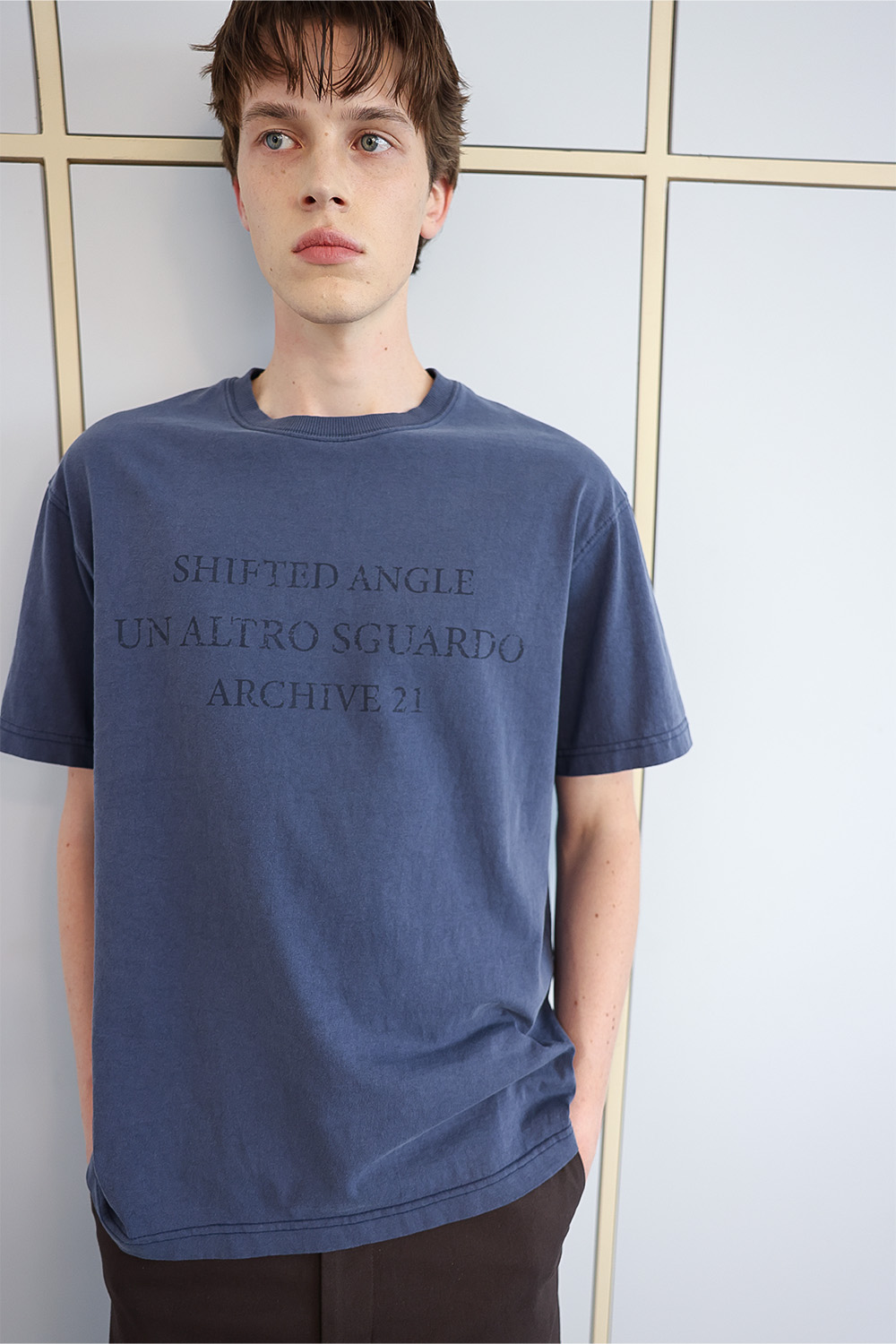 [ANYTIME LOREAK] SEDUM WASHED HALF T-SHIRT - VINTAGE BLUE