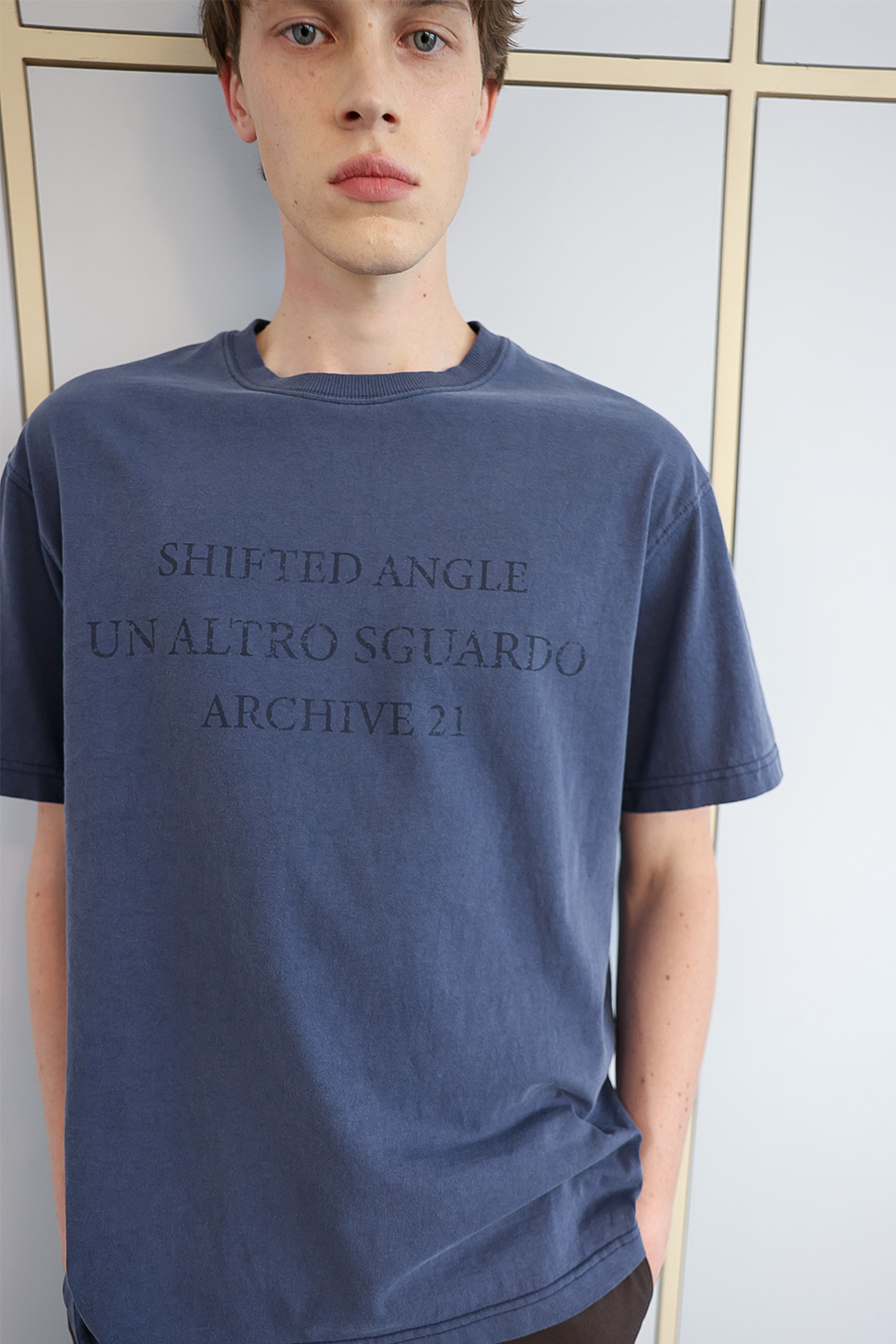 [ANYTIME LOREAK] SEDUM WASHED HALF T-SHIRT - VINTAGE BLUE