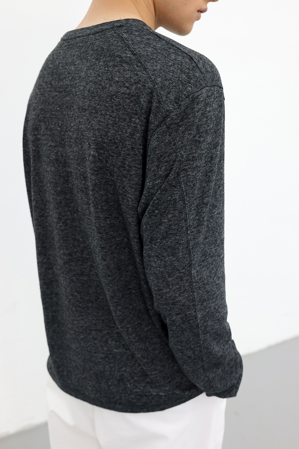 [ANYTIME LOREAK] CAMELLIA LAYERED TEE - SKY BLUE/CHARCOAL