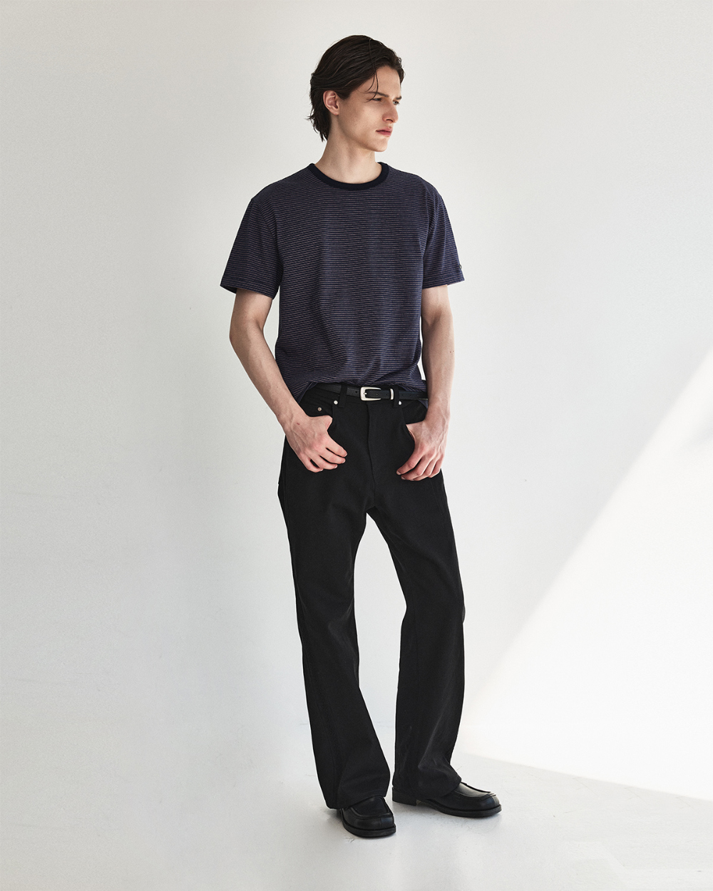 [kineto] Blend Stripe Cotton T-Shirt_Multi Purple