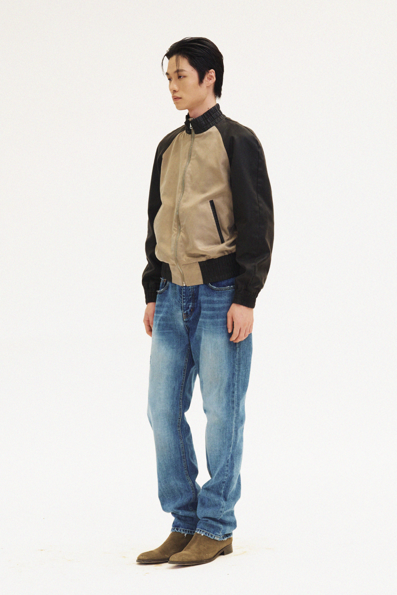 [SURFACE EDITION] CONTRAST ZIP UP JACKET BEIGE