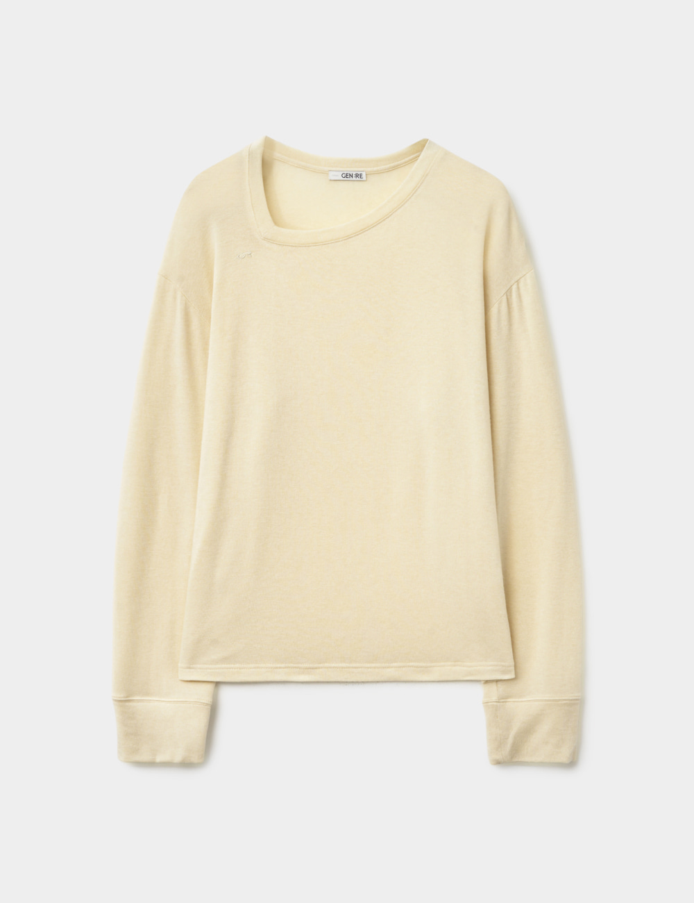[GEN:RE] Pinched Neck Cut and Sew Wool Knit Light Yellow