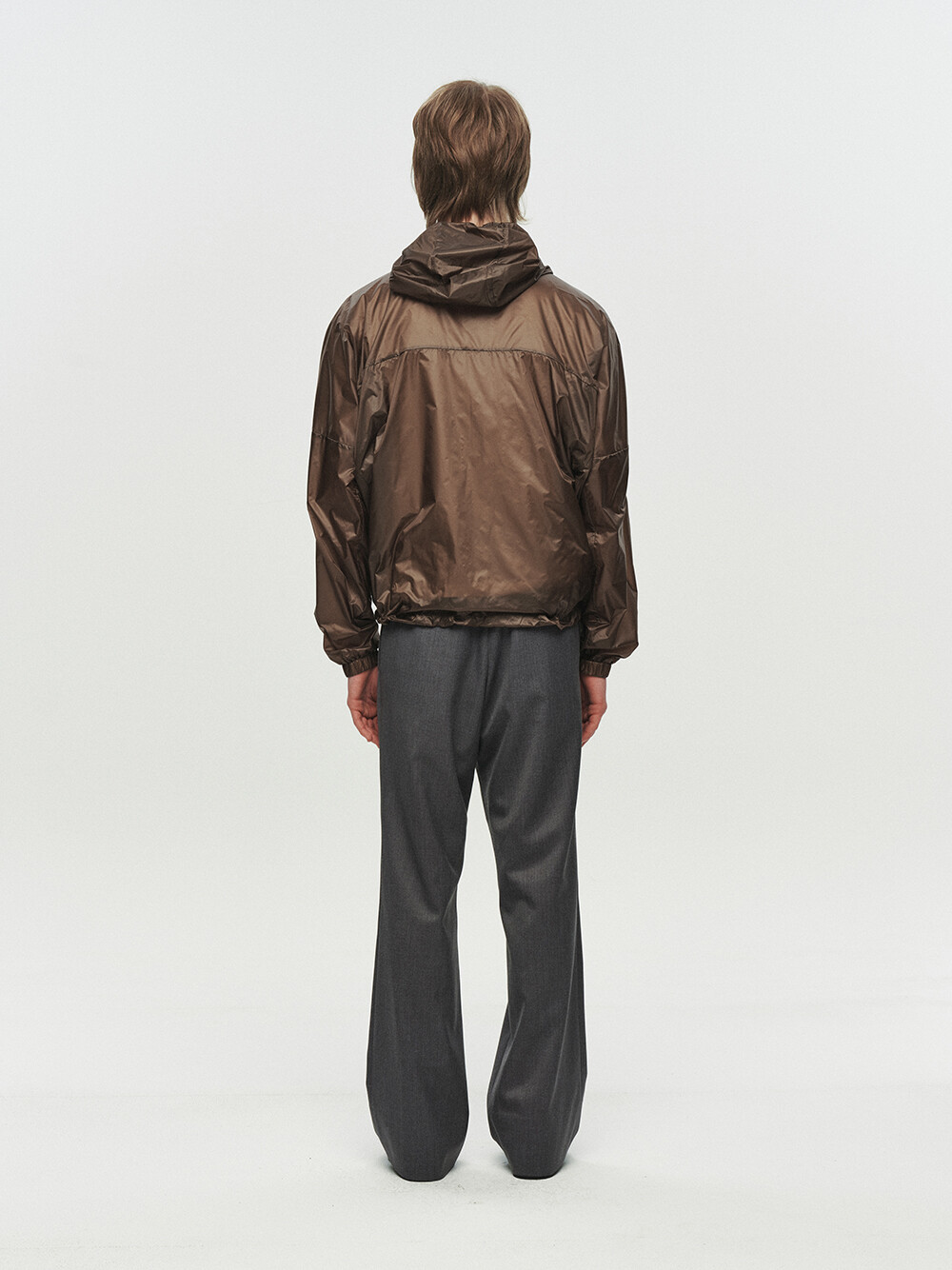 [HEUTE] KADE SHEER HOODED JACKET (BROWN)