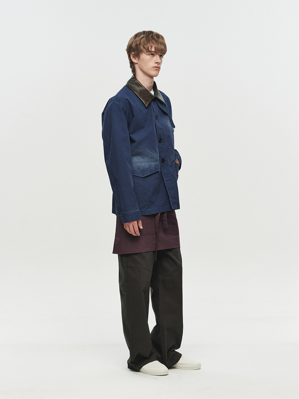 [HEUTE] CONTRAST COLLAR FIELD JACKET (NAVY)
