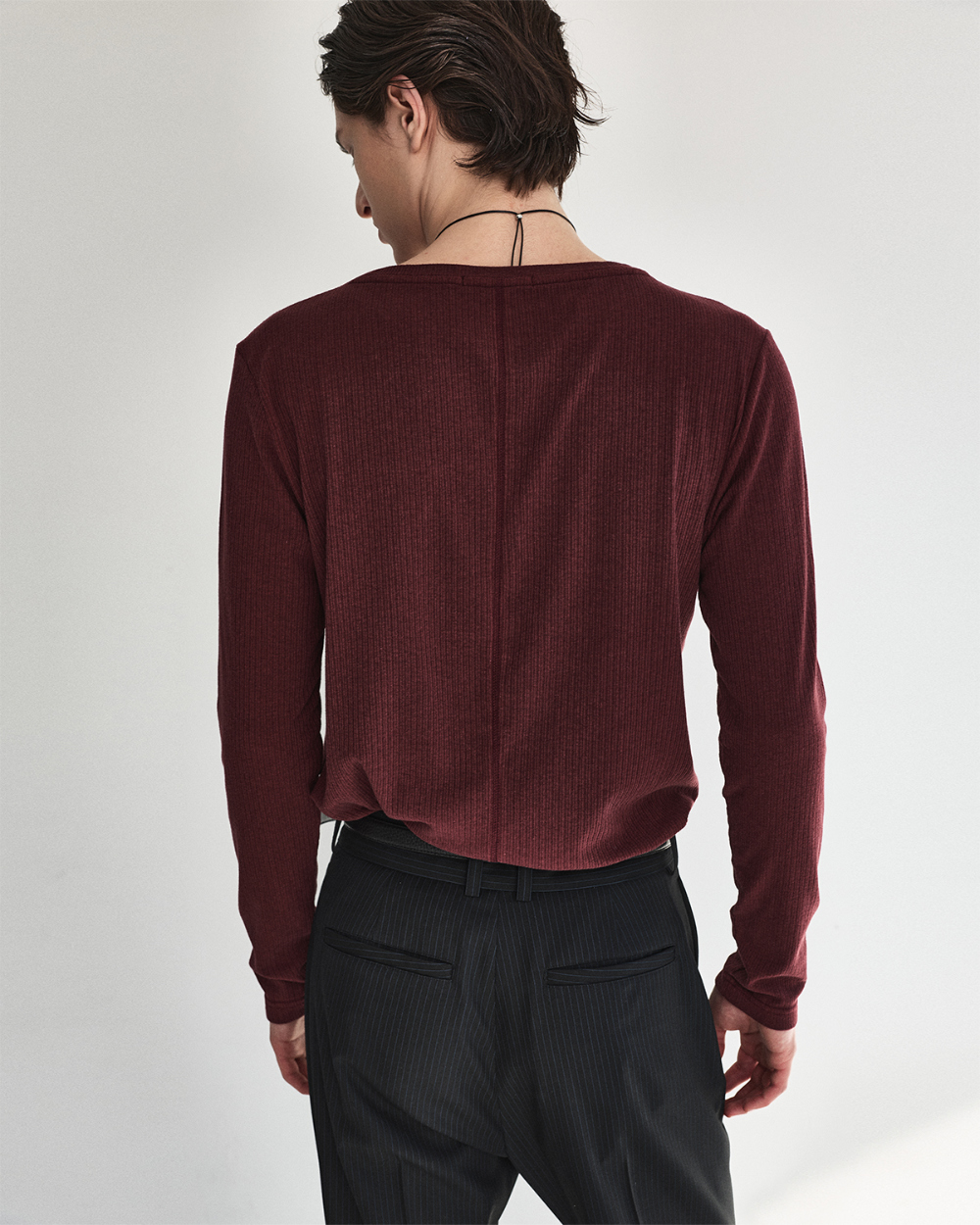 [kineto] Lustre Relaxed Wool Flare Pants_Stripe Black