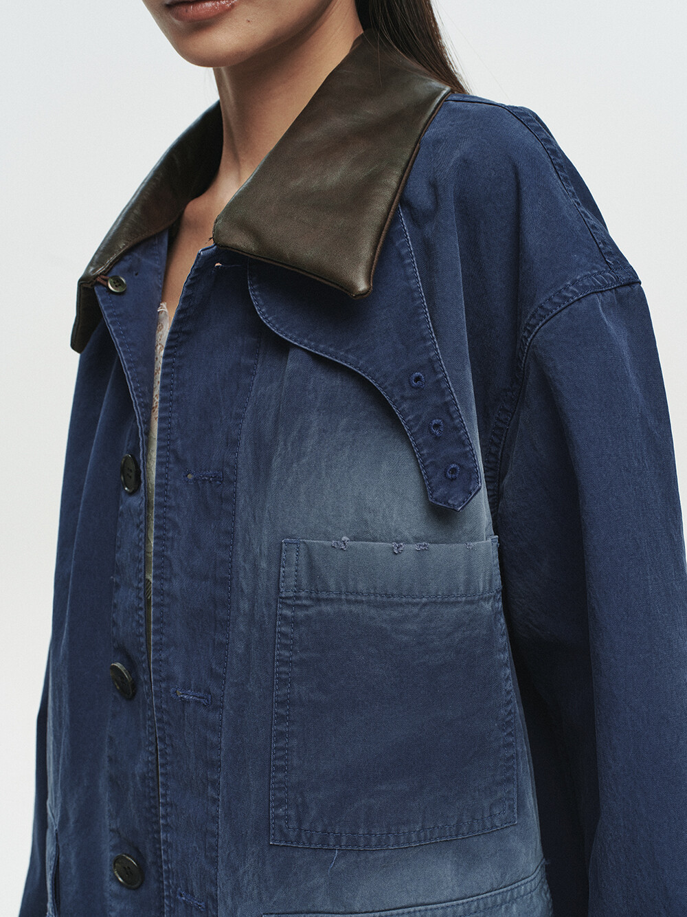 [HEUTE] CONTRAST COLLAR FIELD JACKET (NAVY)
