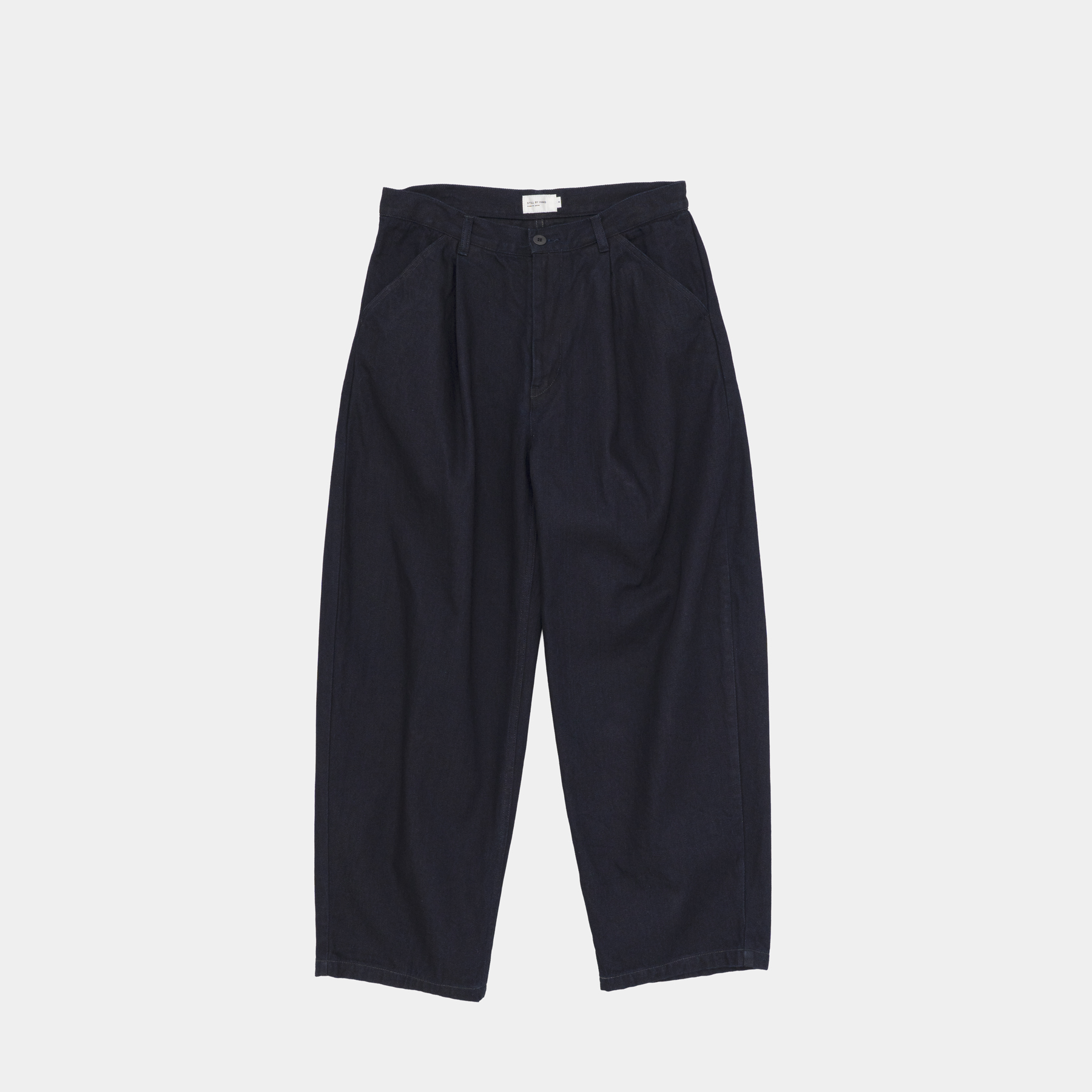 [STILL BY HAND] DN01263OS- 12oz denim deep tuck pants BLACK