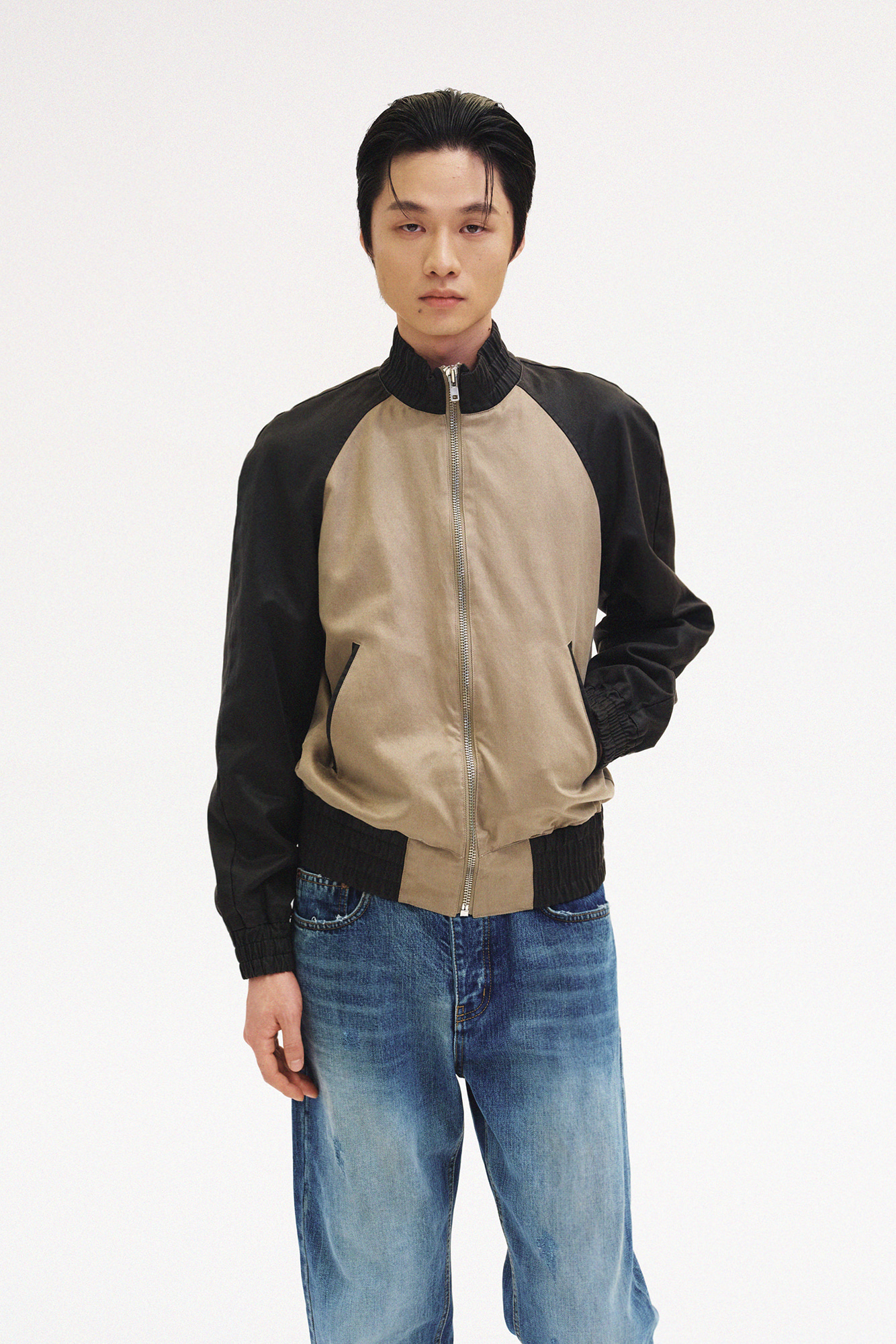 [SURFACE EDITION] CONTRAST ZIP UP JACKET BEIGE