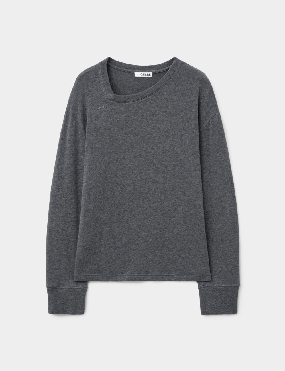 [GEN:RE] Pinched Neck Cut and Sew Wool Knit Charcoal